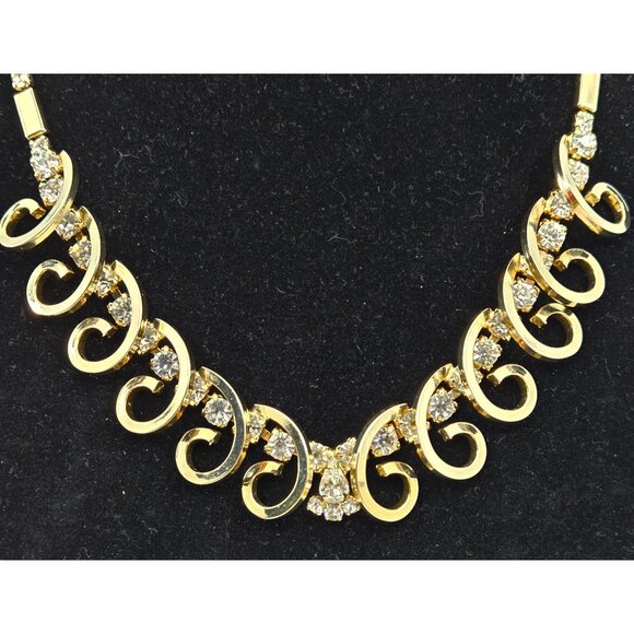 Gold-Tone Sarah Coventry Celestial Necklace Bracelet & Earrings Set With Rhinest - Picture 3 of 10